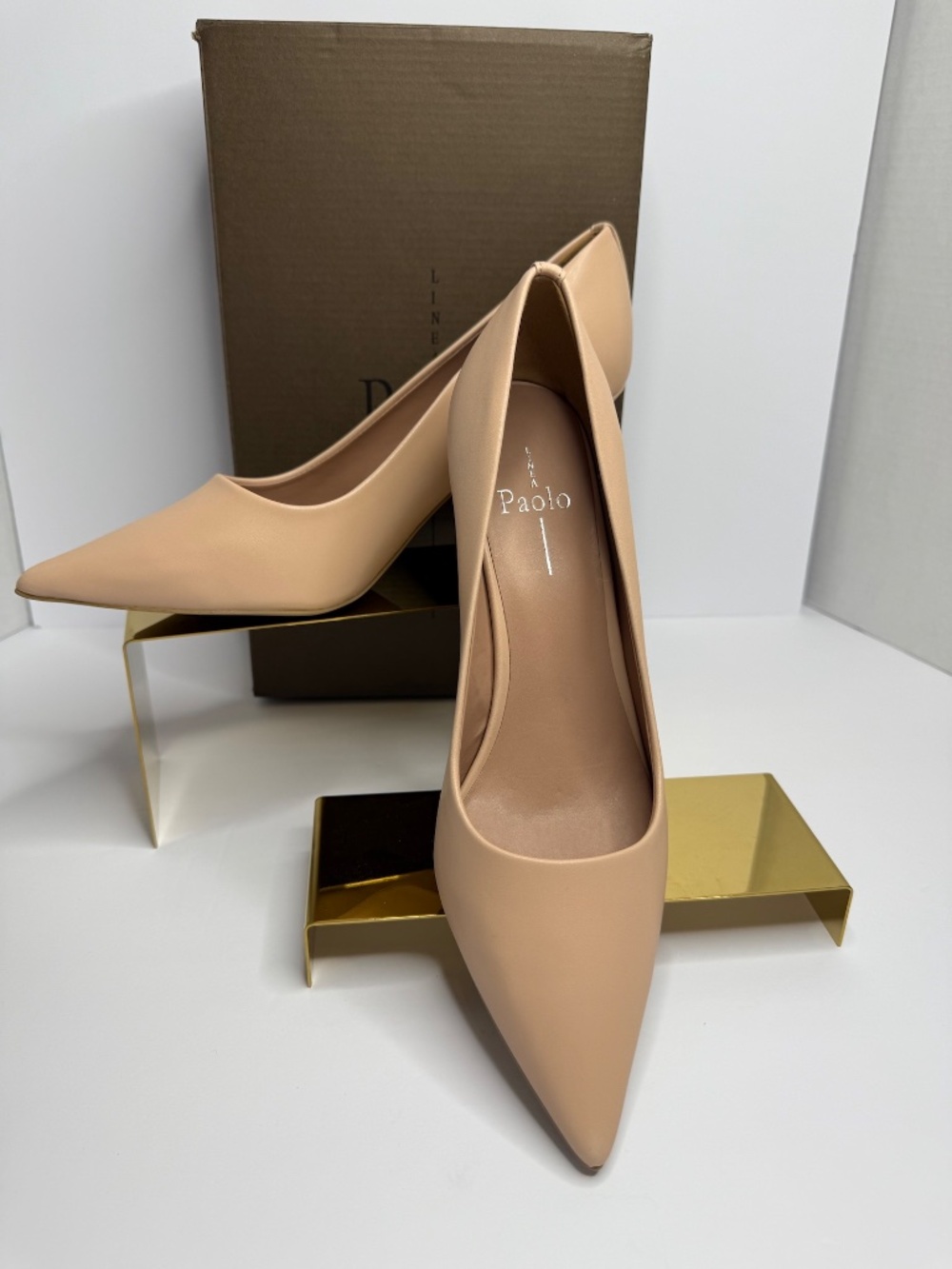 Linea Paolo Leather Paris Heel in Desert Sand Size 9